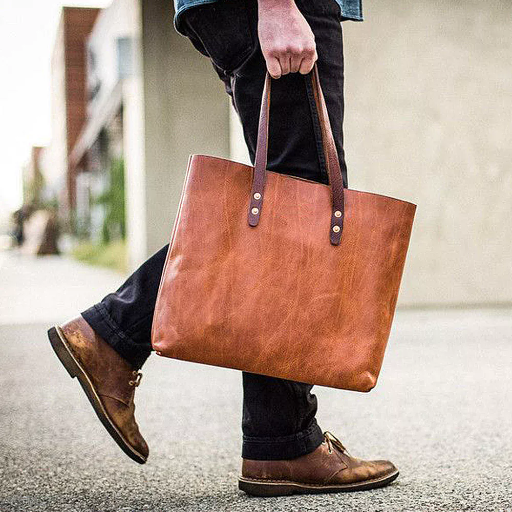 Leather tote bags for men