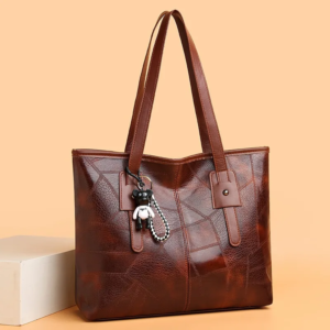 Large Leather Tote Bag with Zipper Single Shoulder Handbag