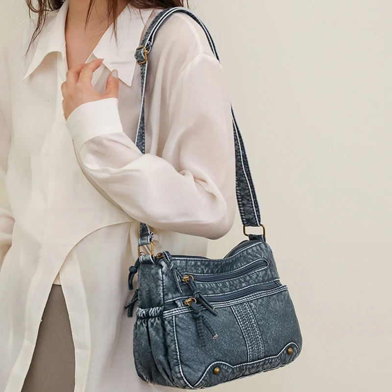 Famous Luxury Brand Shoulder Bags Multiple Pockets Soft PU Leather Crossbody Bags for Women Vintage Shopping 2