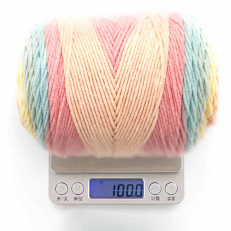 100G Ball Rainbow Cotton Yarn Segment Dyeing 5 Ply of Milk Cotton DIY Hand Knitted Sofa 5