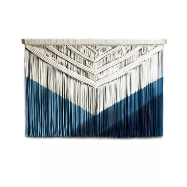 Blue Nordic Style Macrame Curtain 1