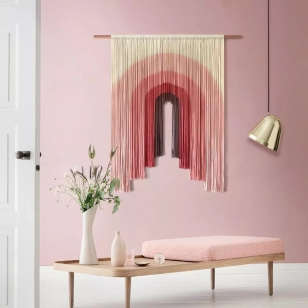 Pink Gradient Macrame Curtain 1