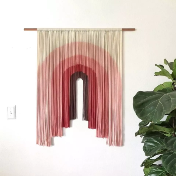 Pink Gradient Macrame Curtain 3