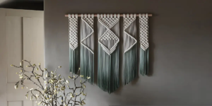 green macrame wall hanging bedroom decor