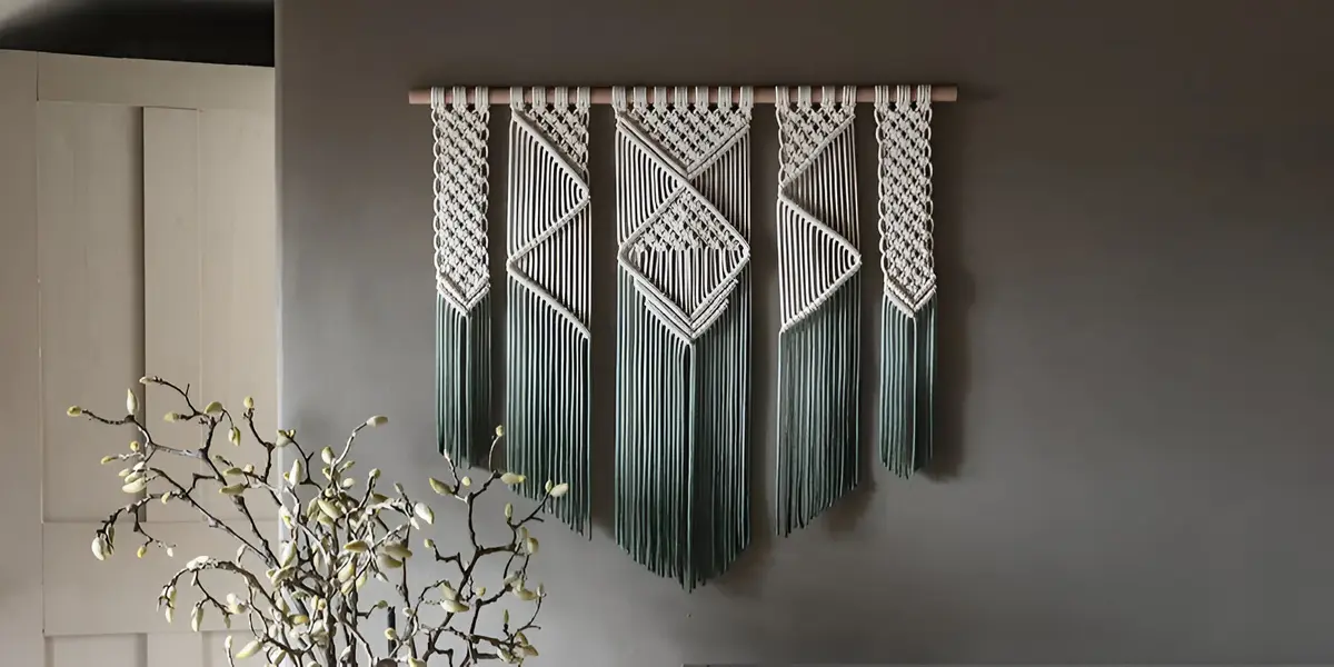 green macrame wall hanging bedroom decor