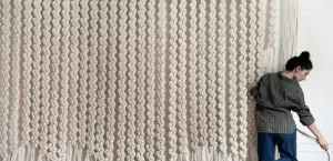 green cotton macrame wall hanging rope