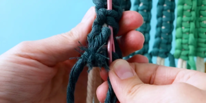 square knot green macrame wall hanging