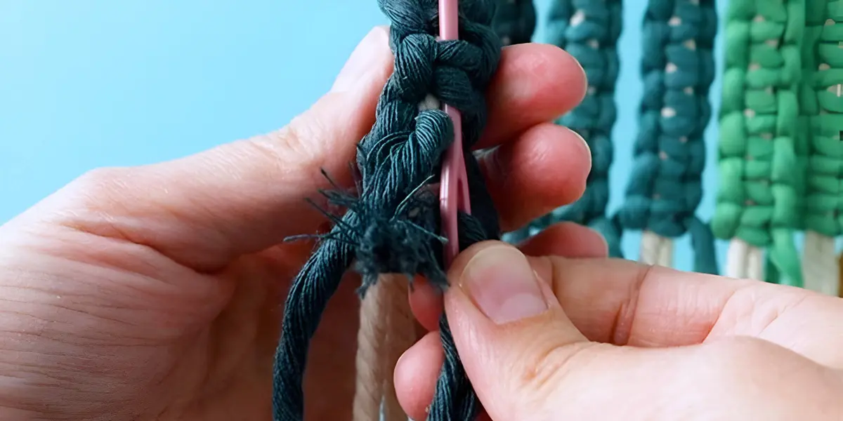 square knot green macrame wall hanging