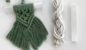 mini green macrame wall hanging size