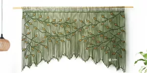 oversized green macrame wall hanging scale