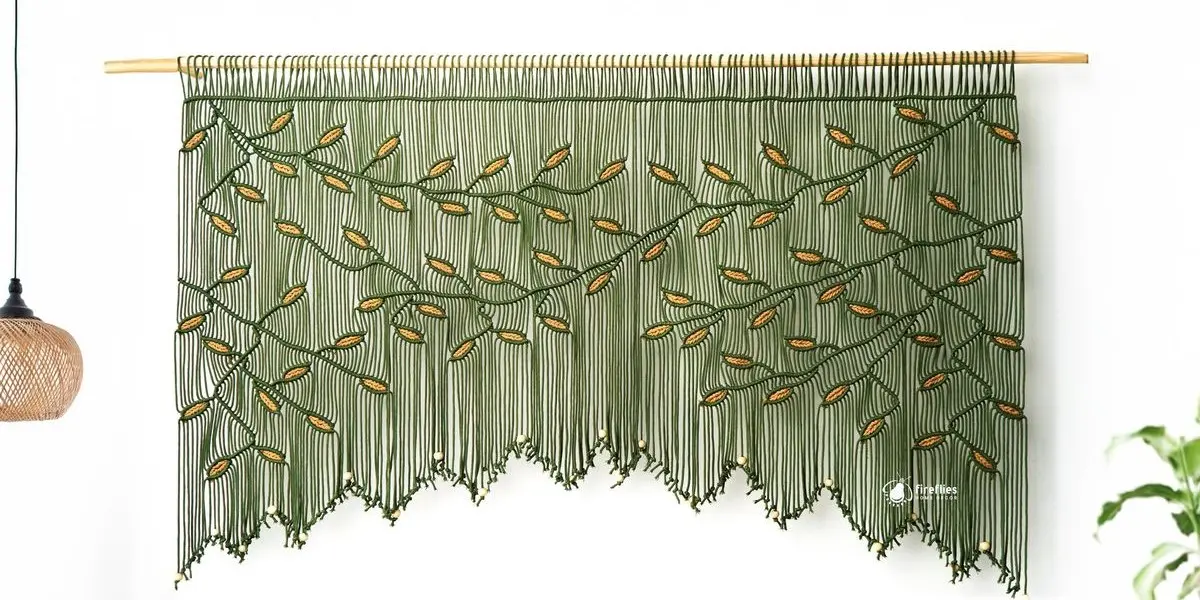 oversized green macrame wall hanging scale