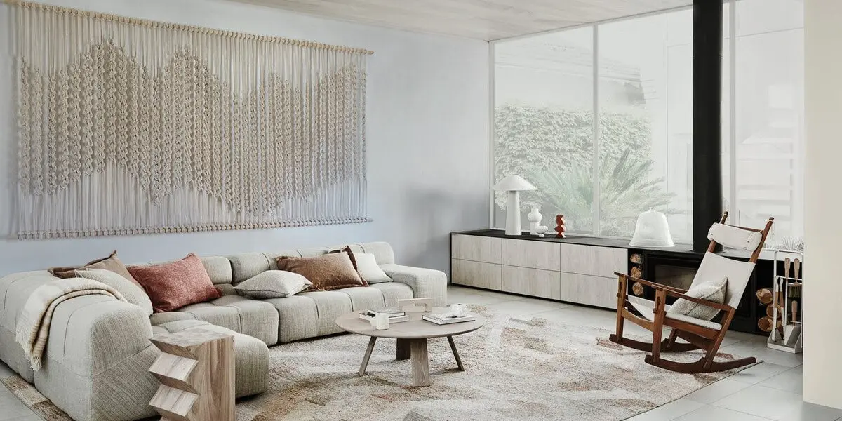 white macrame wall hanging living room ideas