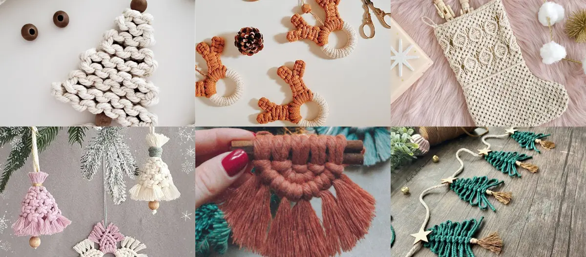 macrame wall decorations Christmas holiday themes