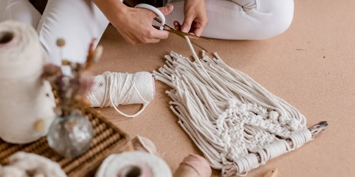 white macrame wall hanging repair
