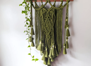 olive green macrame wall hanging