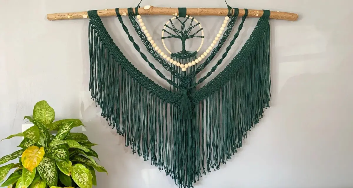 boho green macrame wall hanging decor