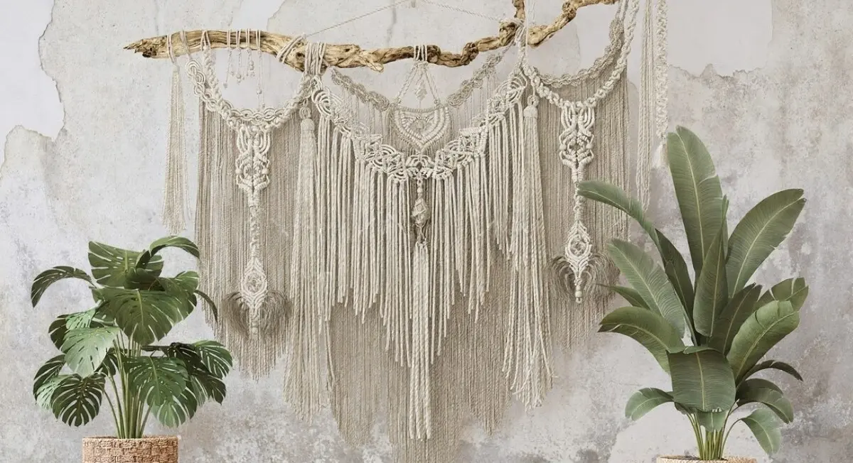 boho white macrame wall hanging decor