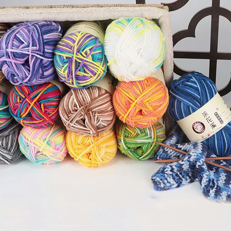 50g roll 2 5mm colorful soft cotton baby knitting wool yarn 5 strands crochet fancy yarn 4