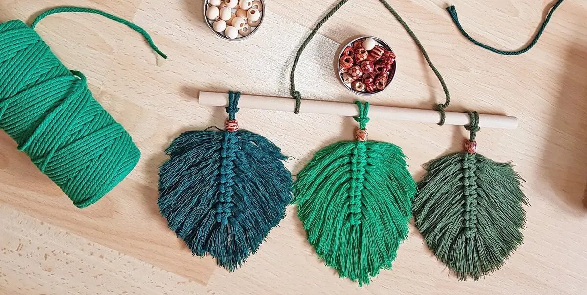 green macrame cord for wall hanging