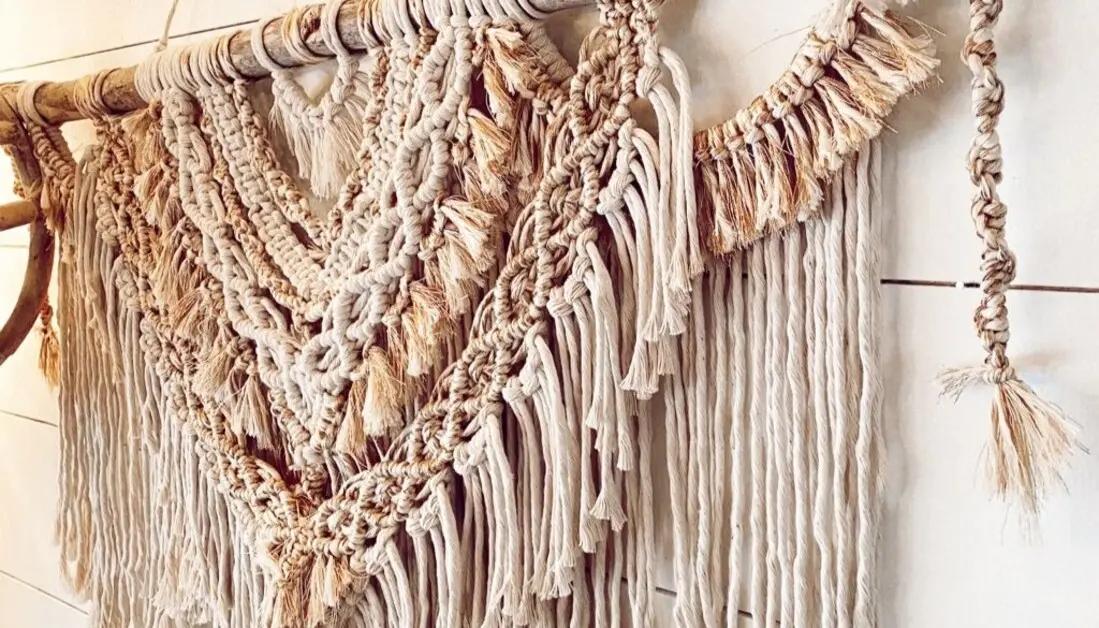cream white macrame wall hanging cord