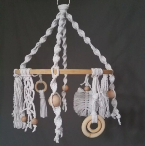 mixed size wooden beads macrame mobile nursery