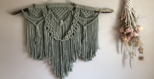 sage green macrame wall hanging cord