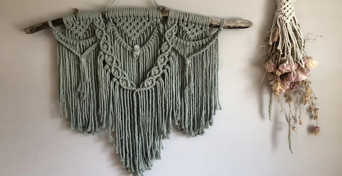 sage green macrame wall hanging cord