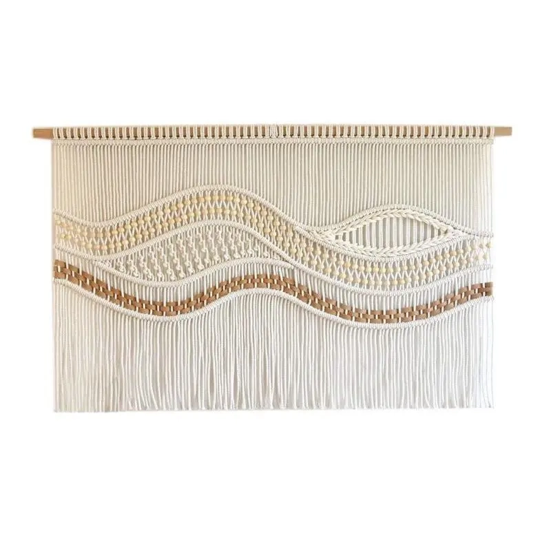 15 Stunning Wooden Beads Macrame Wedding Decoration DIY Ideas That Will Absolutely Wow Your Guests 2 wave tapestry bohemian macrame 5
