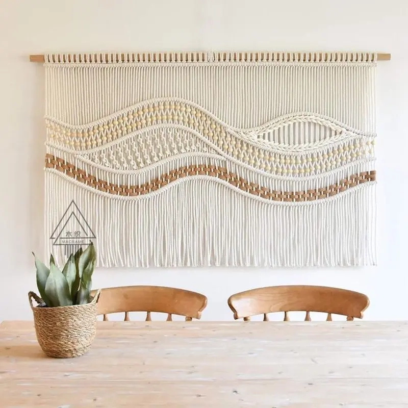 5 Brilliant Whitewashed Wooden Beads Macrame Coastal Decor Ideas That Instantly Transform Your Beach House Into Paradise 2 wave tapestry bohemian macrame 7