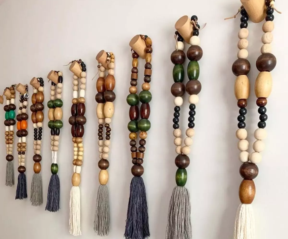 dark wooden beads macrame modern minimalist