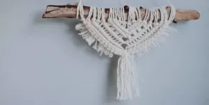 mini white macrame wall hanging size