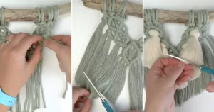 green macrame wall hanging repair