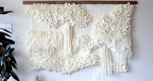 white macrame wall hanging gallery wall