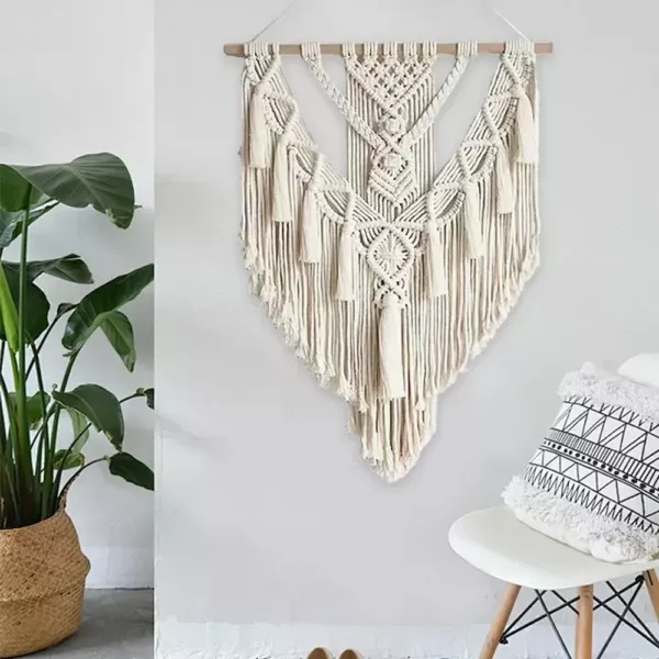 Creamy White Macrame Wall Tapestry Bohemian Cotton Art