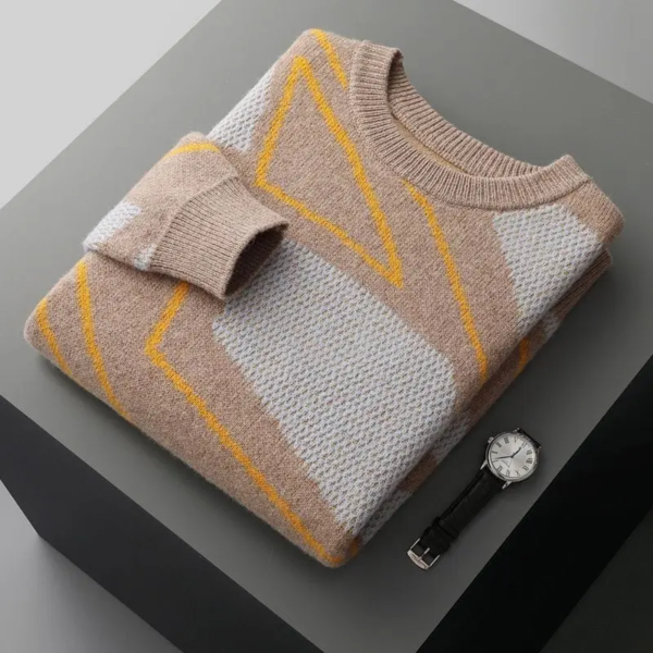 Color Block Round Neck Loose Sweater