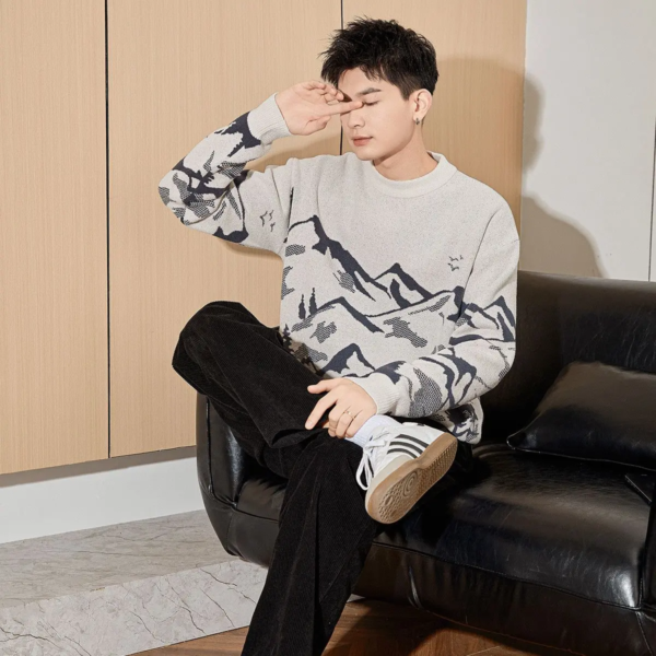 Pattern Single Sided Fleece Sweater