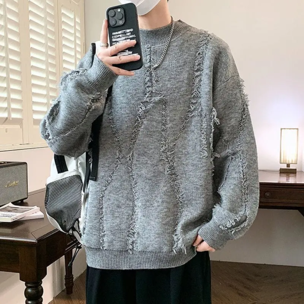 Mens Distressed Wool Sweater