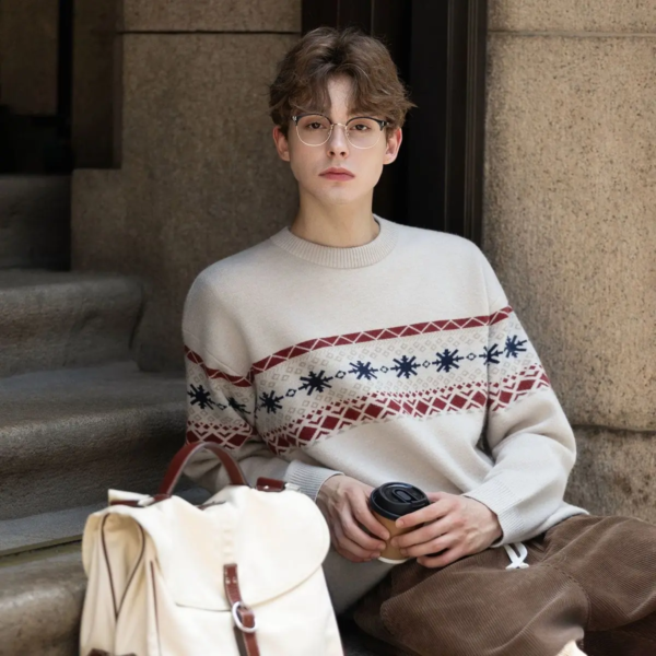 Fair Isle Wool Sweater for Men