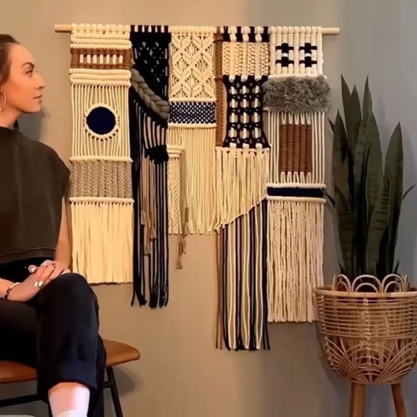 Hand Woven Tapestry Wall Hanging with Tassels