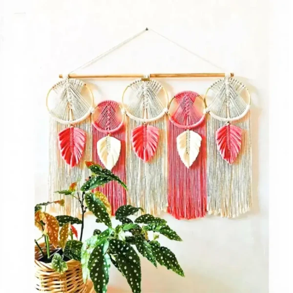 DIY Hand Woven Feather Leaf Tassel Gradient Art