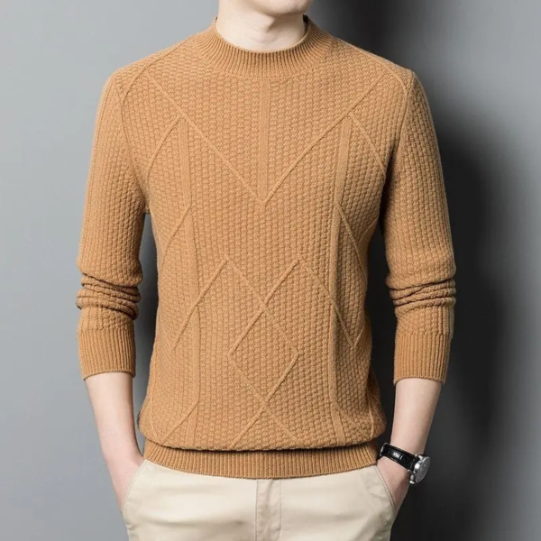 Round Neck Jacquard Slimming Sweater