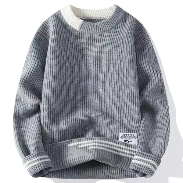 Round Neck Fleece Lined Sweater