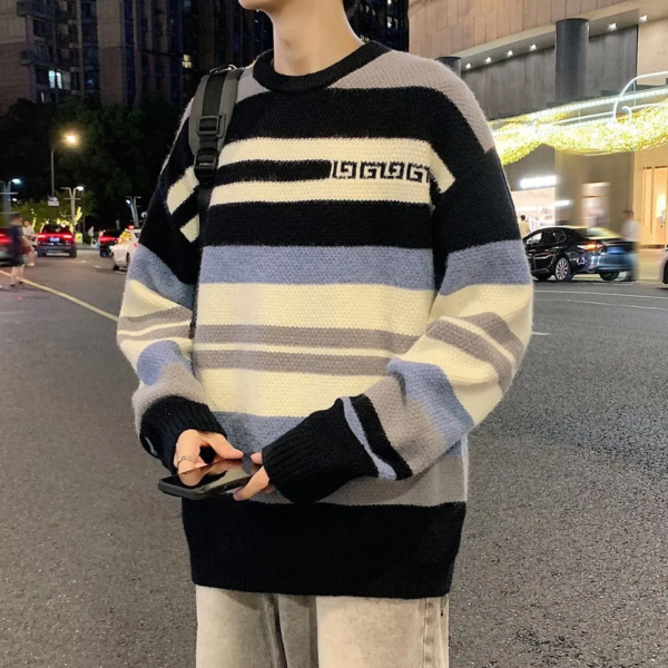 Crew Neck Striped Spring Sweater