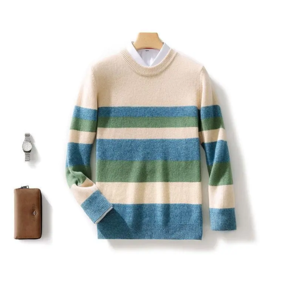Color Block Round Neck Loose Sweater