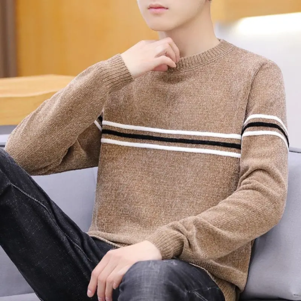 Fleece Chenille Korean Striped Sweater