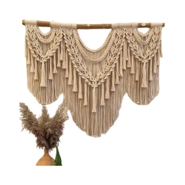 Hand Woven Minimalist Tapestry Flowing Tassel Art